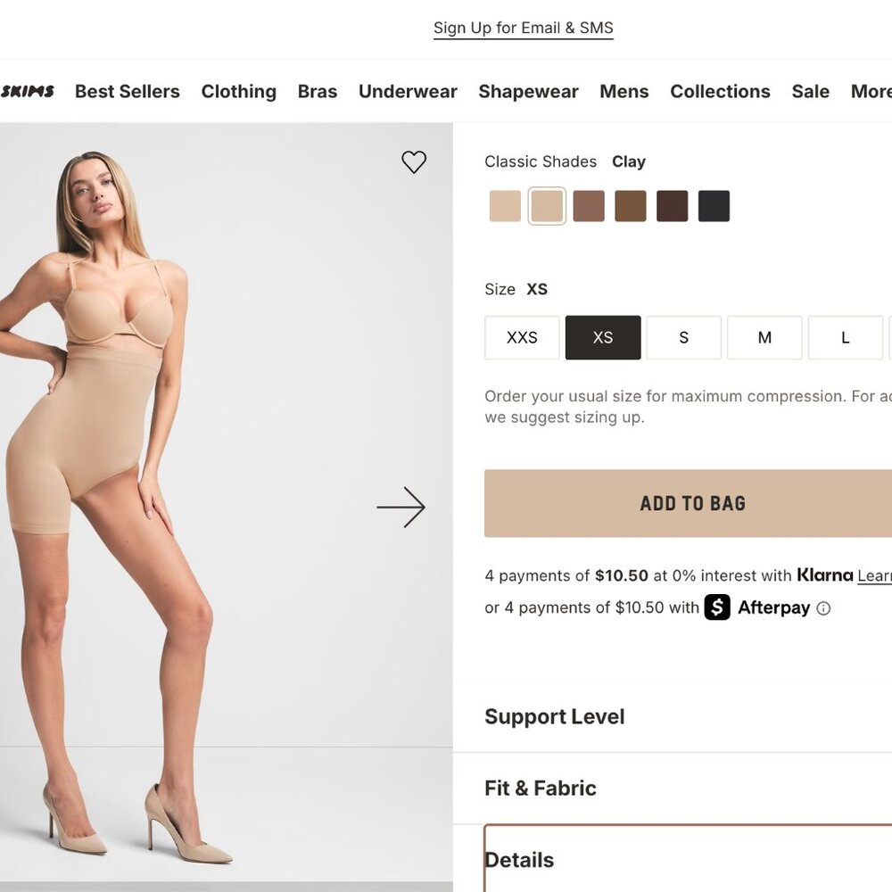 SKIMS Short left Led Mid-Thigh Shapewear in Clay